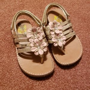 Rachel Shoes girls gold flowered sandals